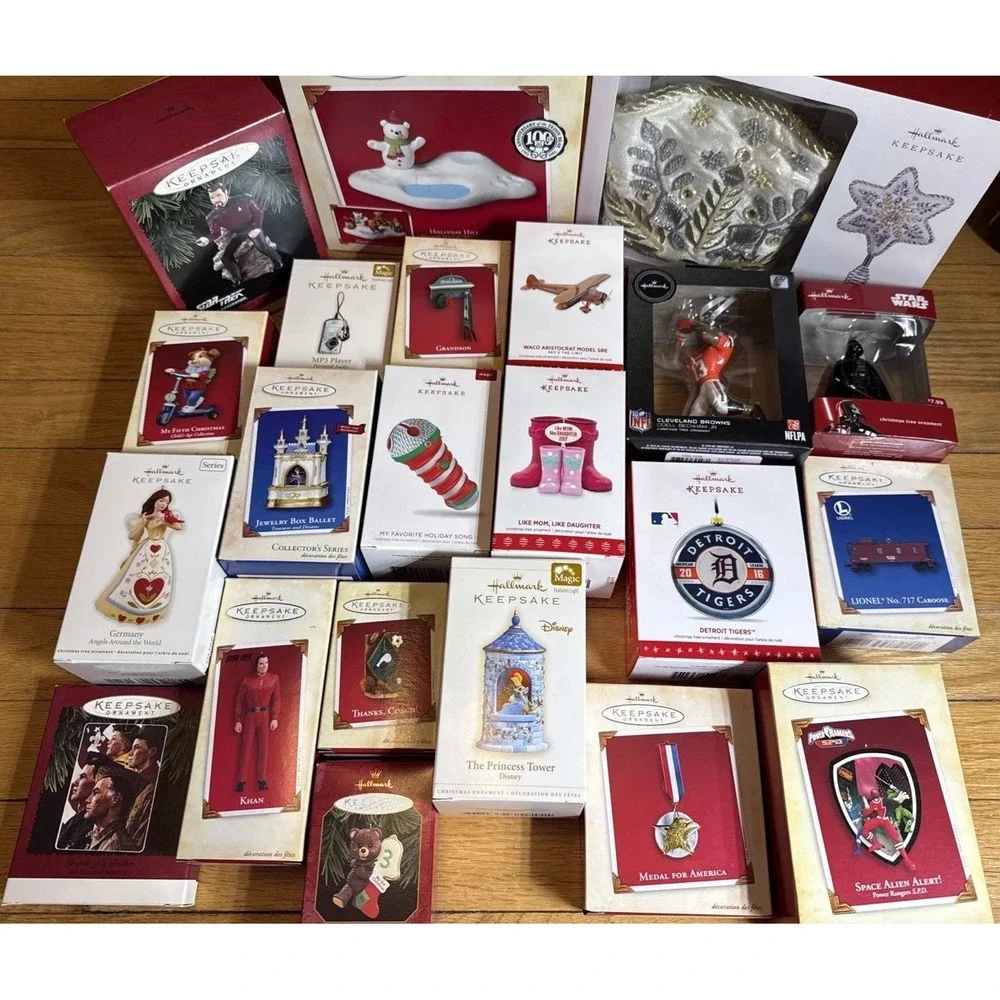 Hallmark Keepsake Ornament Lot of 22 Star Wars Star Trek Sports 1996-2018